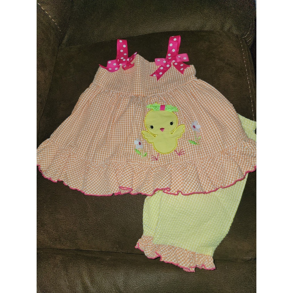 Bonnie baby spring Easter chick dress 12 months and bloomers size 18 months